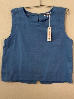 Sundry Cornflower Blue Sleeveless Linen Top